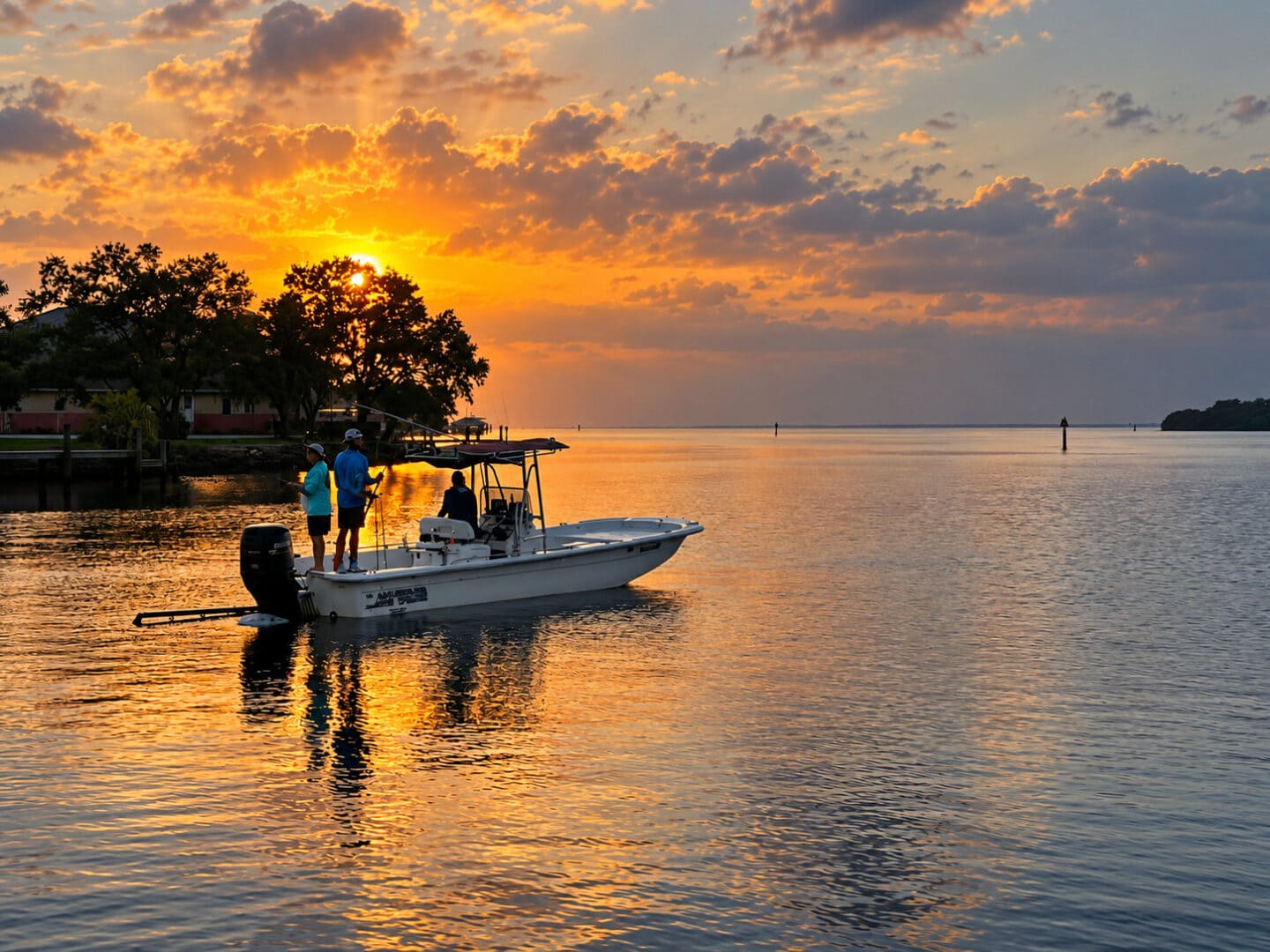 Golden Sunset Fishing Boat